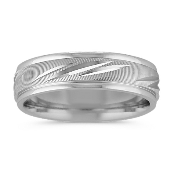 14k White Gold Engraved Band (6mm)