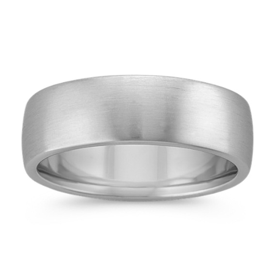 14k White Gold Euro Comfort Fit Ring with Satin Finish (7.5mm)