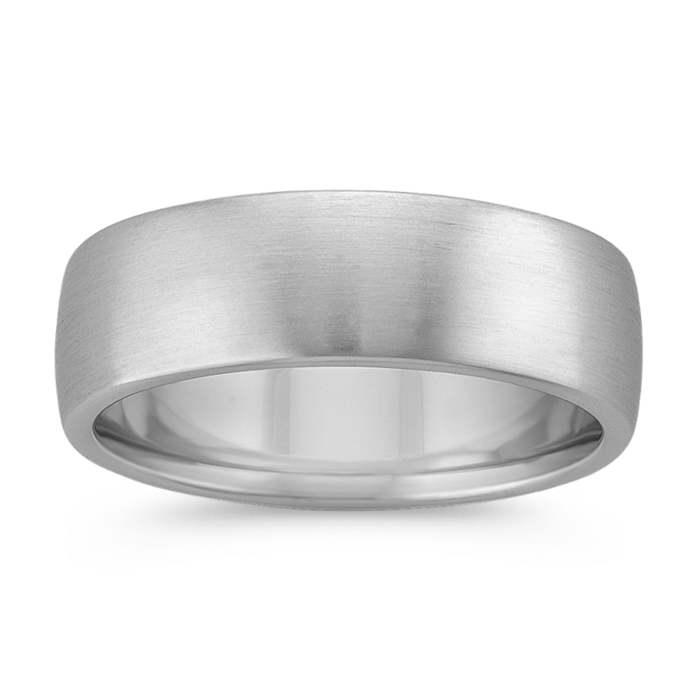 14k White Gold Comfort Fit Ring with Satin Finish (7.5mm)