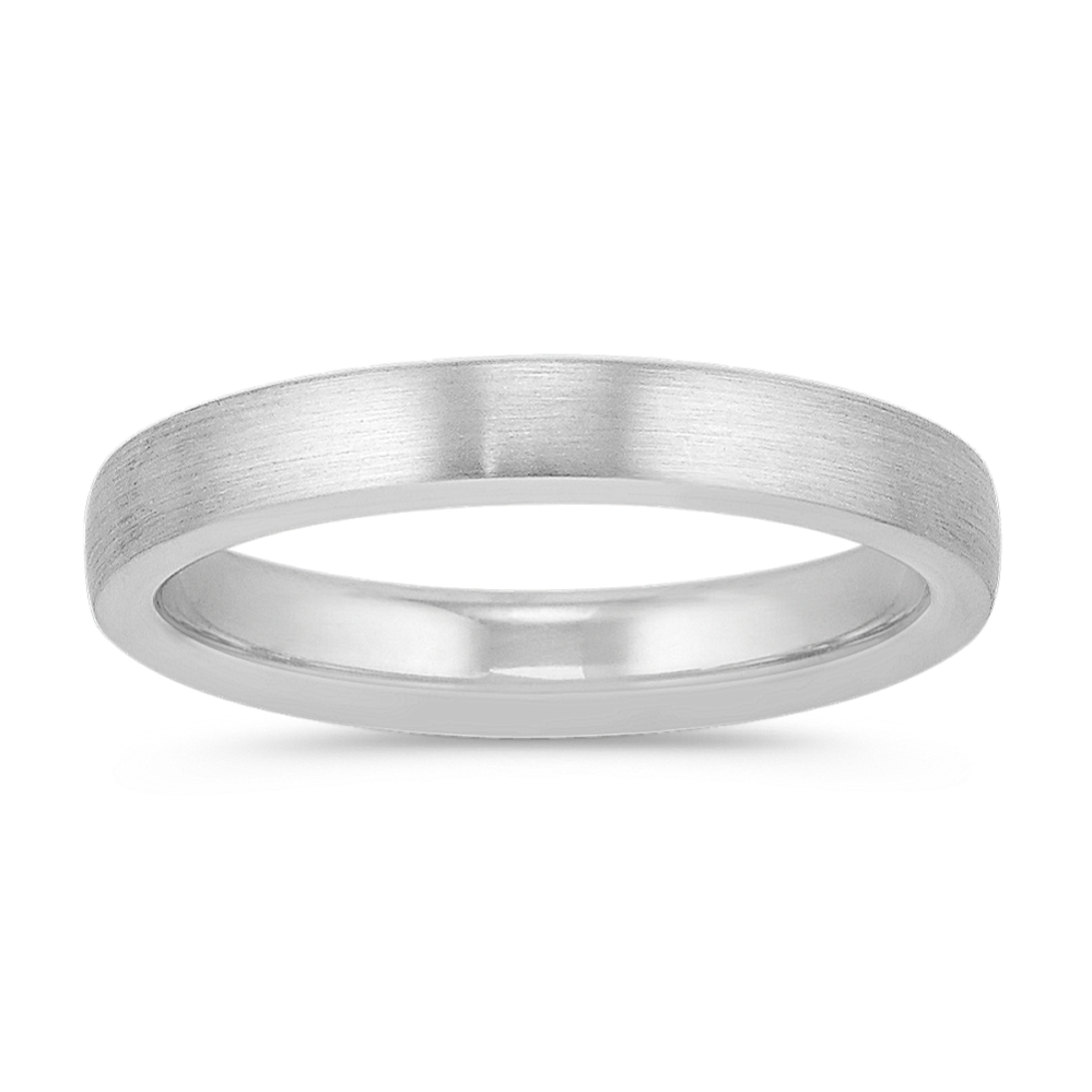 14k White Gold Comfort Fit Wedding Band with Satin Finish (3.5mm)