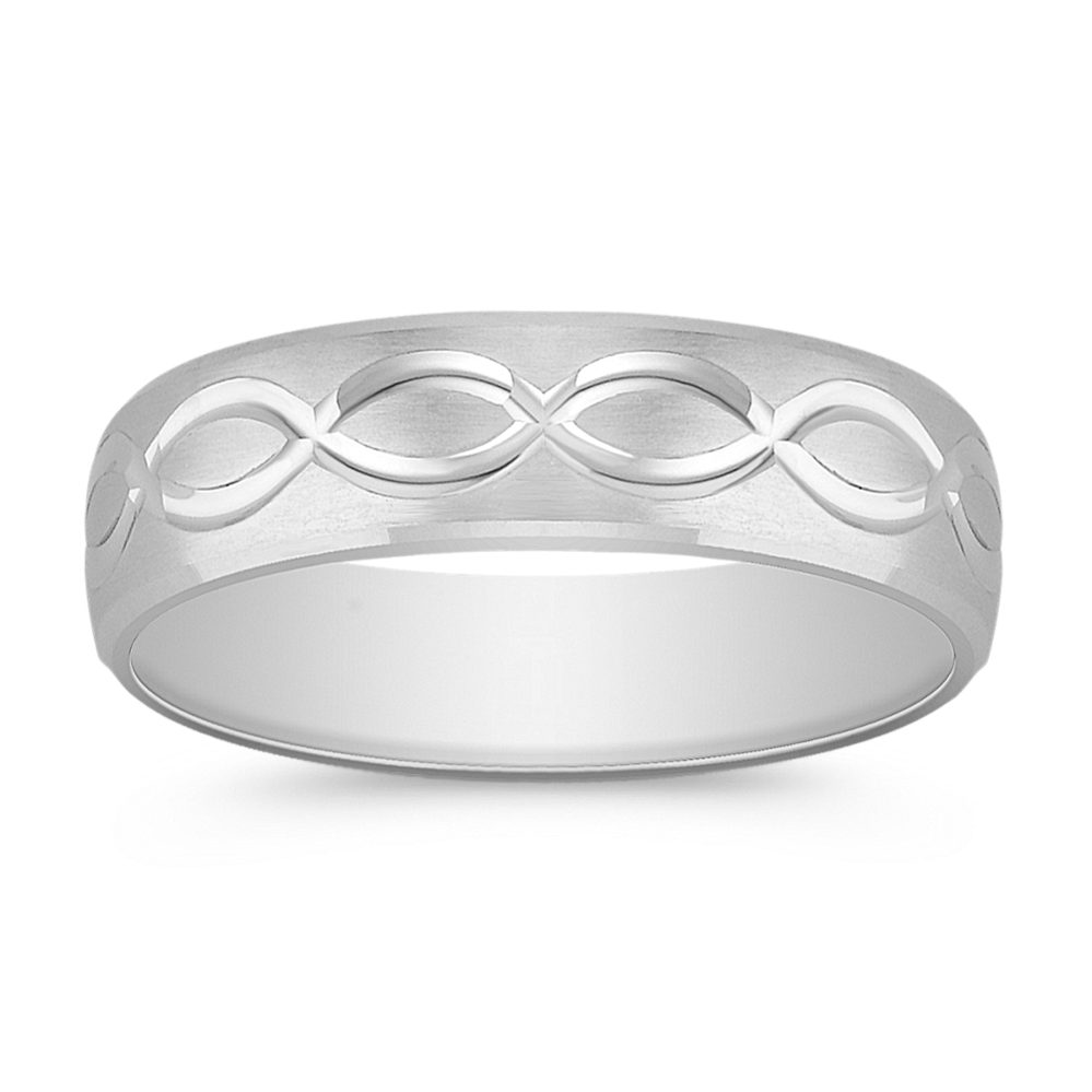 14k White Gold Infinity Mens Band (6mm)
