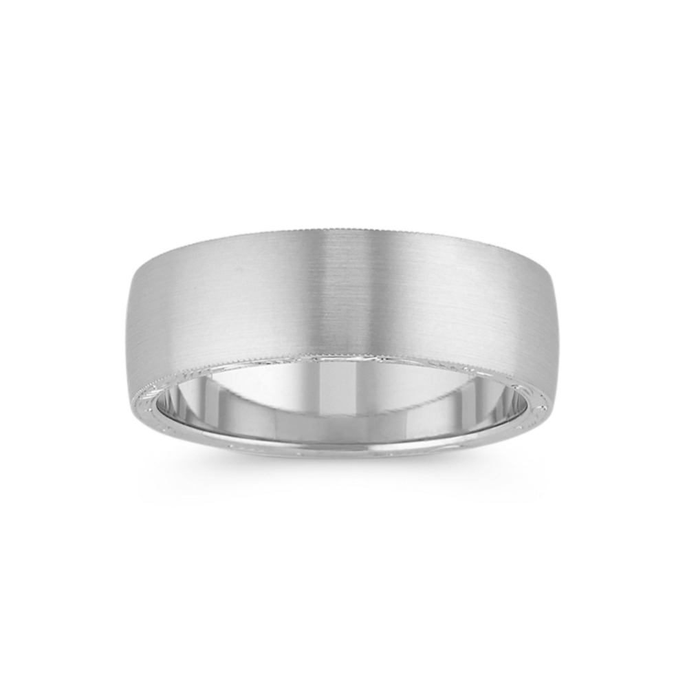 14k White Gold Mens Ring with Engraving (7mm)