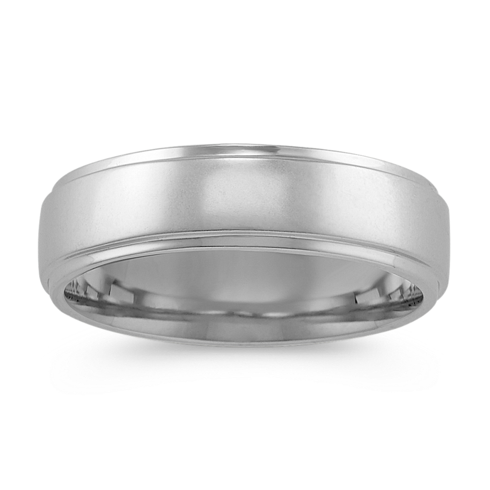 14k White Gold Mens Ring with Satin Finish (6.5mm)