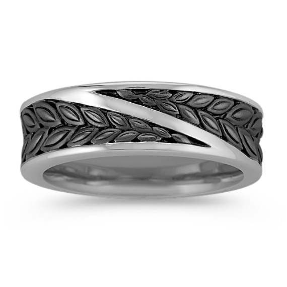 14k White Gold Ring with Black Rhodium (7mm)