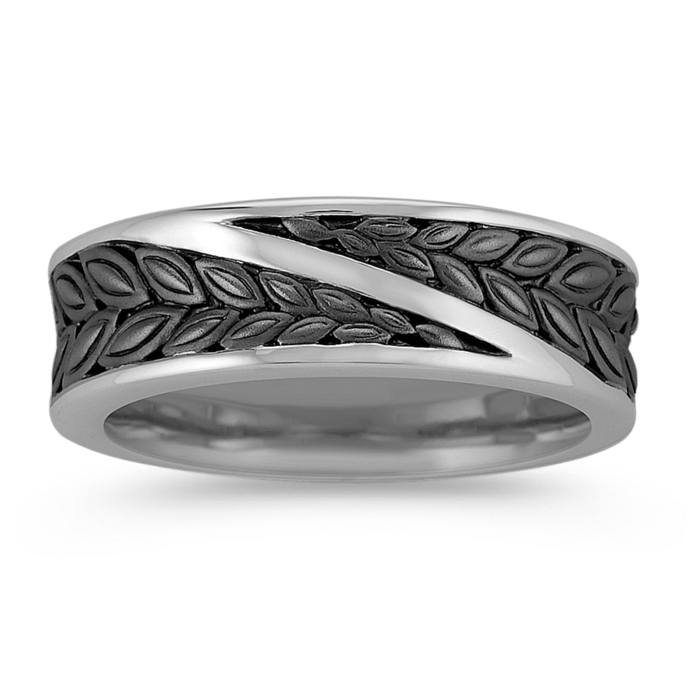 14k White Gold Ring with Black Rhodium (7mm)