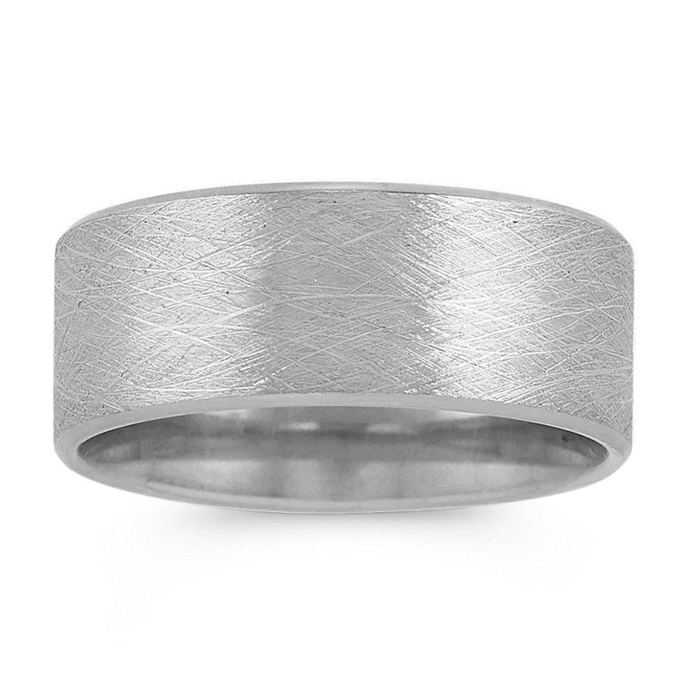 14k White Gold Ring with Brushed Finish (9mm)