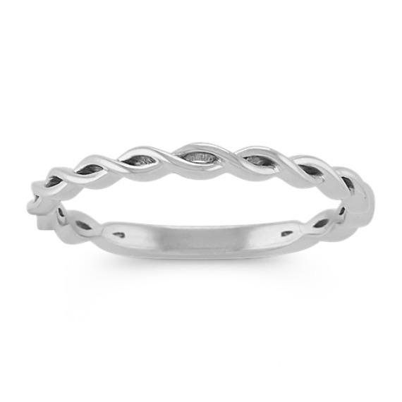 14k White Gold Stackable Twist Ring