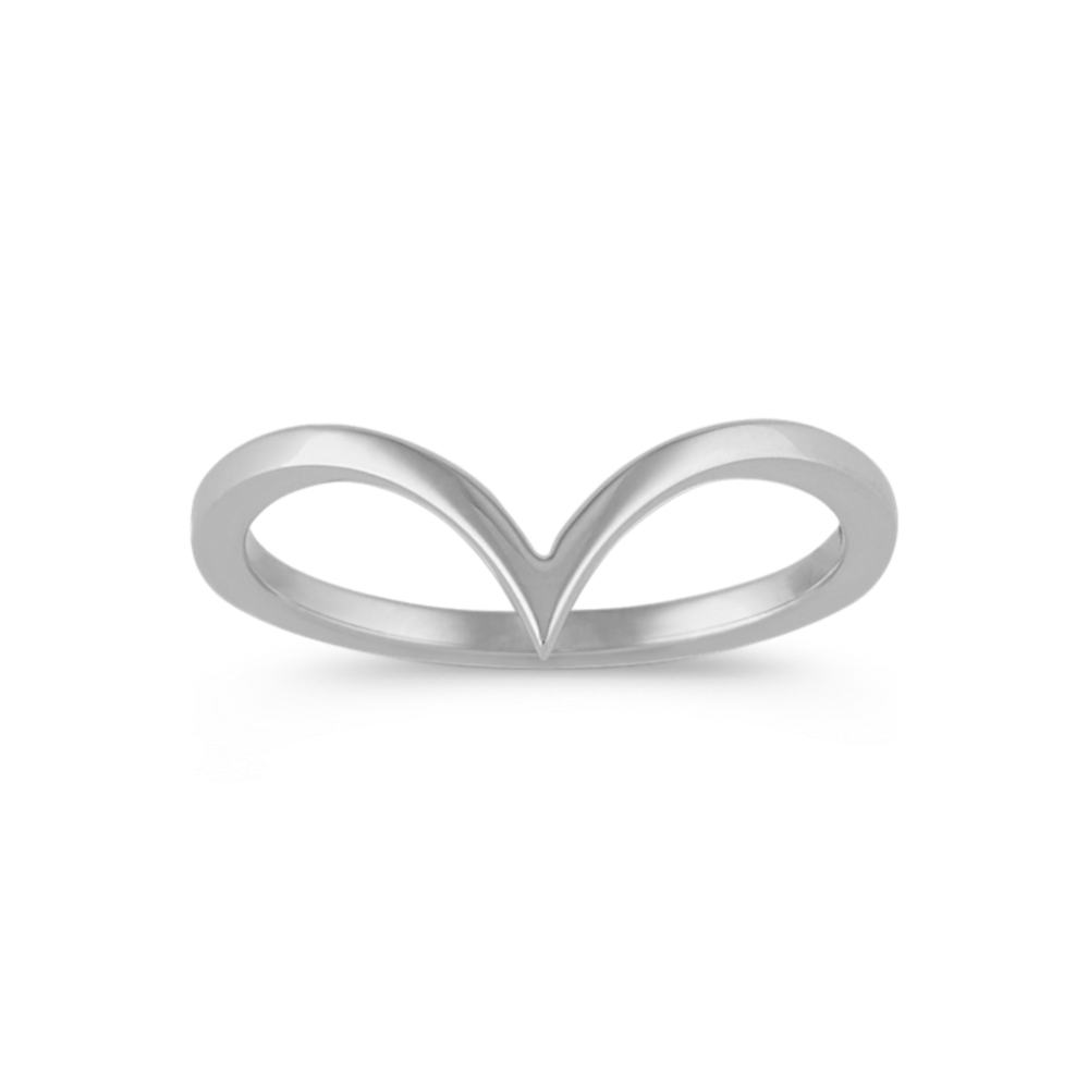 14k White Gold V Ring