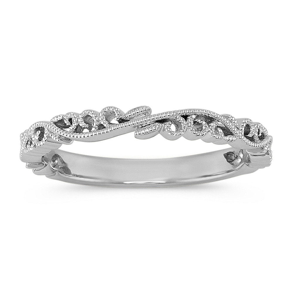 14k White Gold Vintage Wedding Band Shane Co 14k White Gold Vintage Wedding Band