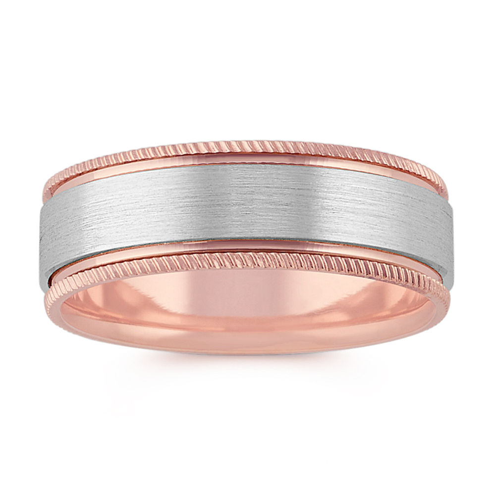 14k White and Rose Gold Comfort Fit Band (7mm)