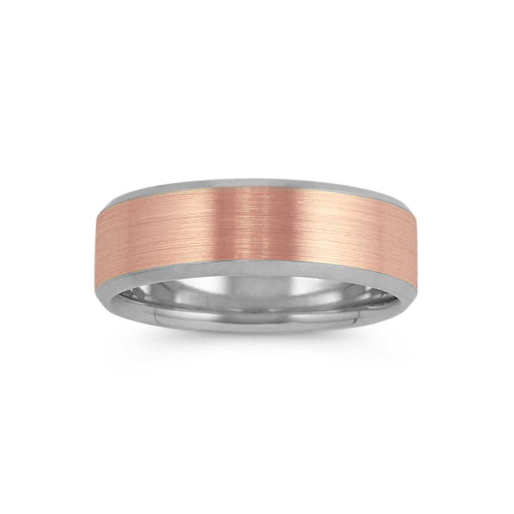 Soren Two-Tone Comfort Fit Ring in 14K White and Rose Gold (7mm)