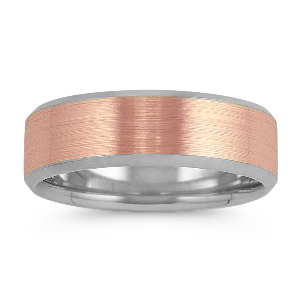 14k White and Rose Gold Comfort Fit Mens Ring (7mm)