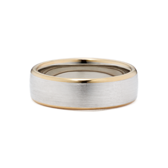 Comfort Fit Satin 14K Two-Tone Gold Band (6.5mm)