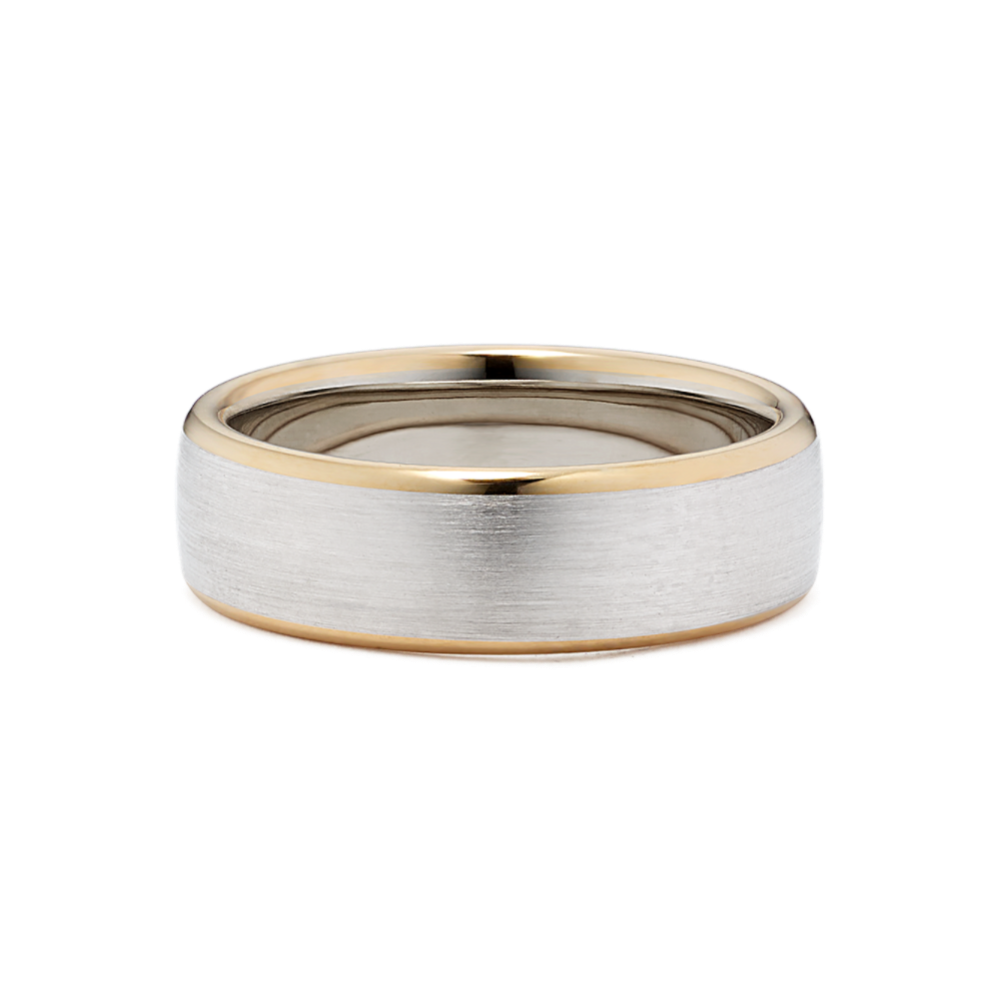 Comfort Fit Satin 14K Two-Tone Gold Band (6.5mm)