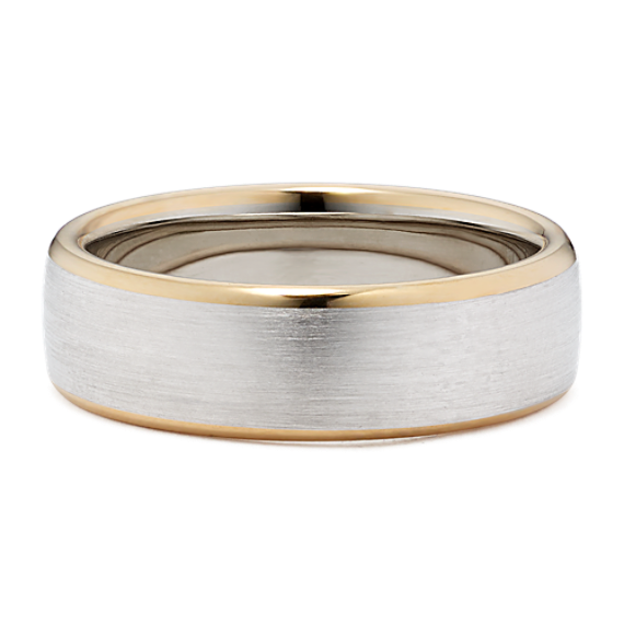 Comfort Fit Satin 14K Two-Tone Gold Band (6.5mm)