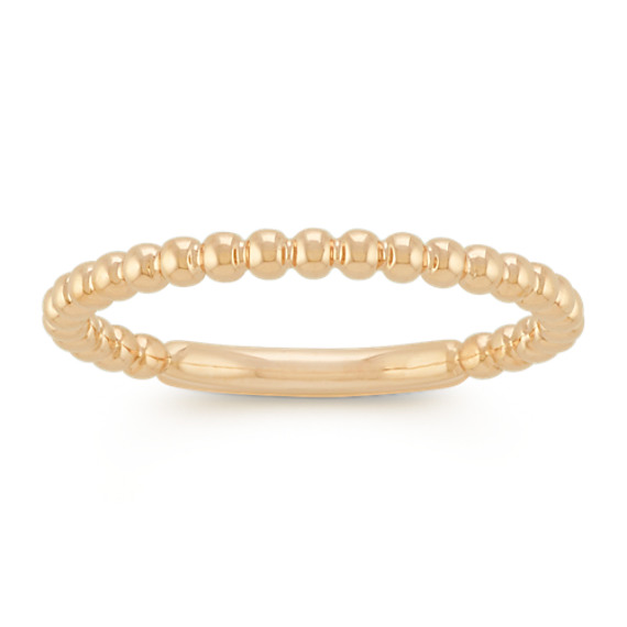 14k Yellow Gold Beaded Stackable Ring