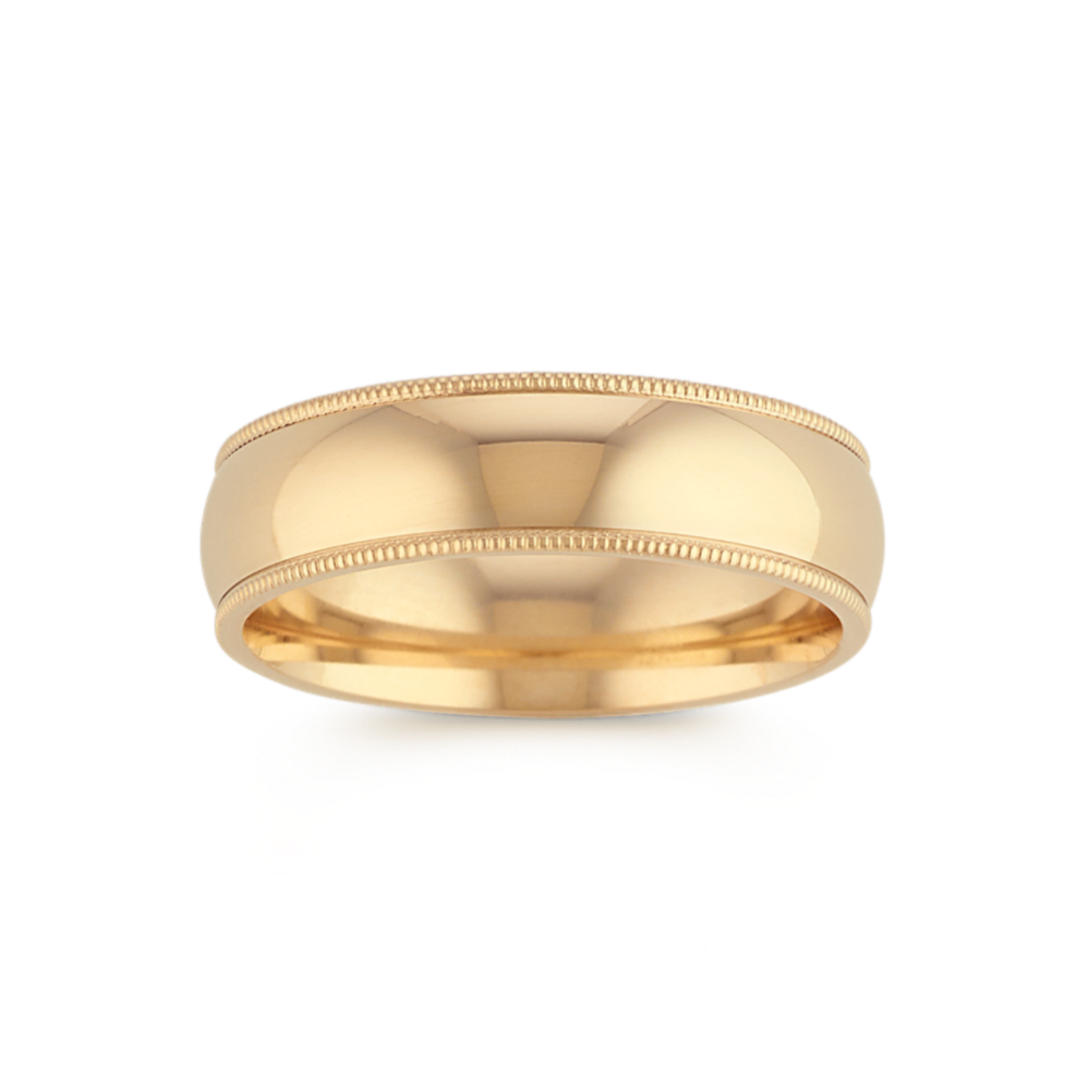 Milgrain Mens Band in 14K Yellow Gold (6mm)