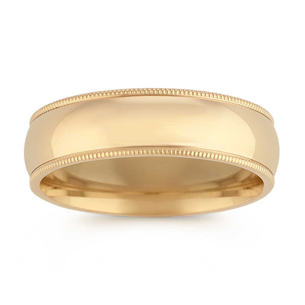 Milgrain Mens Band in 14K Yellow Gold (6mm)