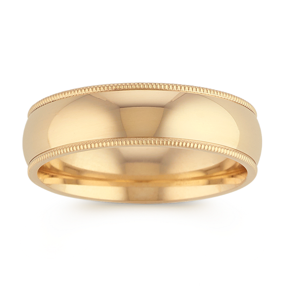 Milgrain Mens Band in 14K Yellow Gold (6mm)