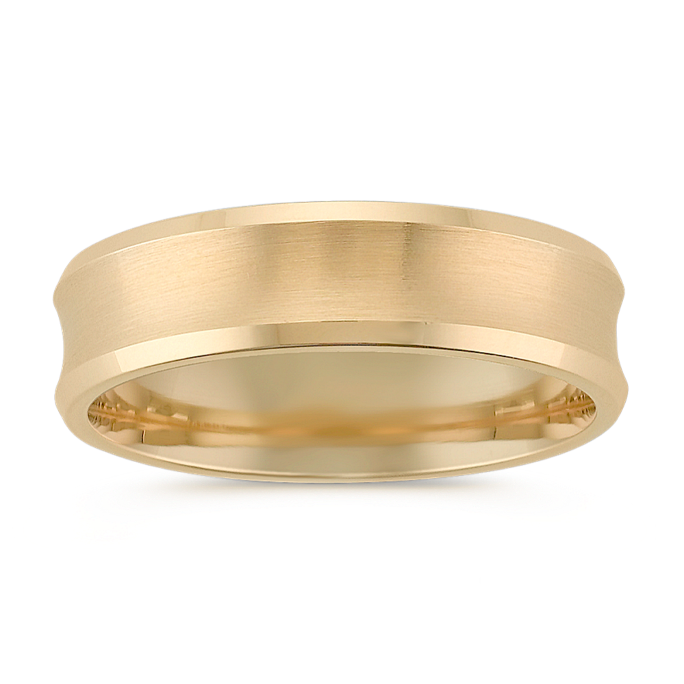 14k Yellow Gold Comfort Fit Ring with Brushed Finish (6mm)