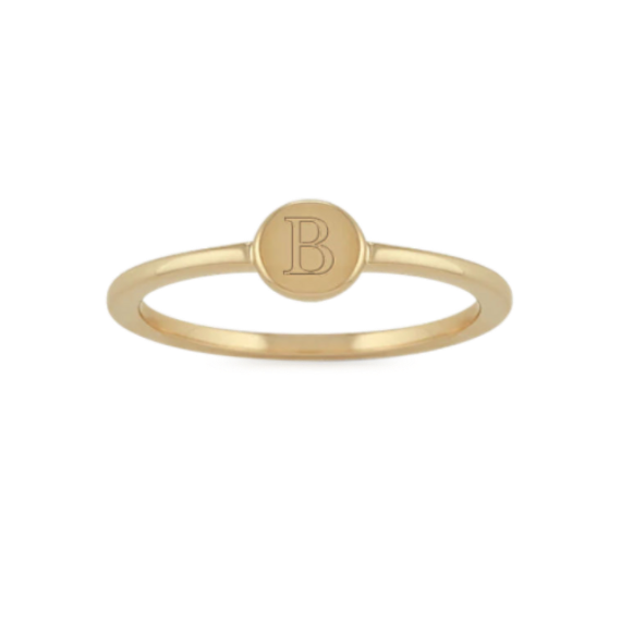 Round 14K Yellow Gold Stackable Signet Ring