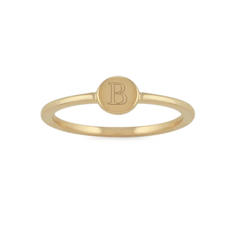 Round 14K Yellow Gold Stackable Signet Ring