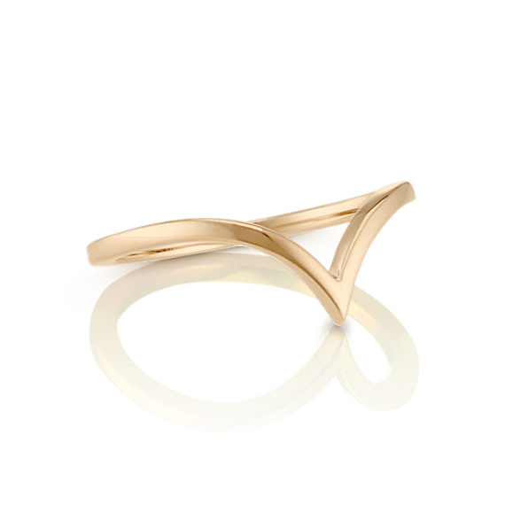 14k Yellow Gold V Ring Shane Co