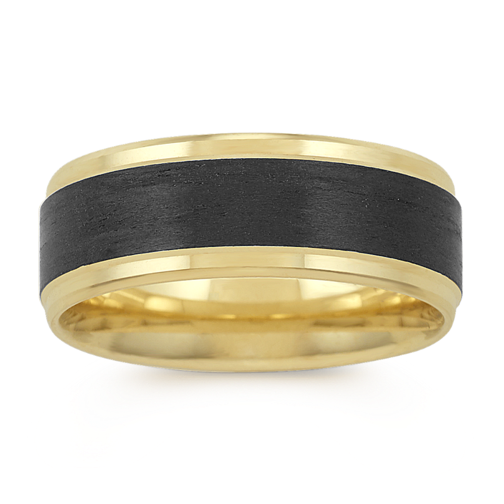 Arlo Carbon Fiber and 14K Yellow Gold Wedding Band (8mm)