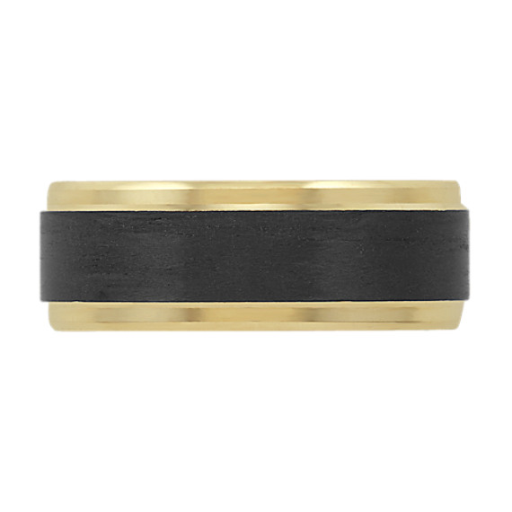 14k Yellow Gold and Carbon Fiber Ring (8mm) | Shane Co.