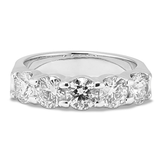 Muse 2ct. Five Stone Round Diamond Wedding Band in White Gold