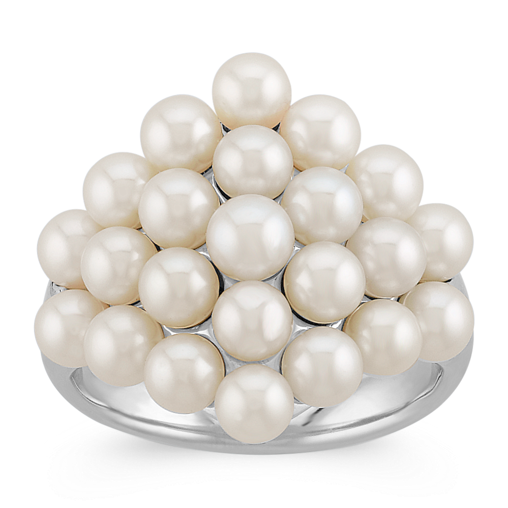 3.5mm Cluster Freshwater Cultured Pearl Ring in Sterling Silver