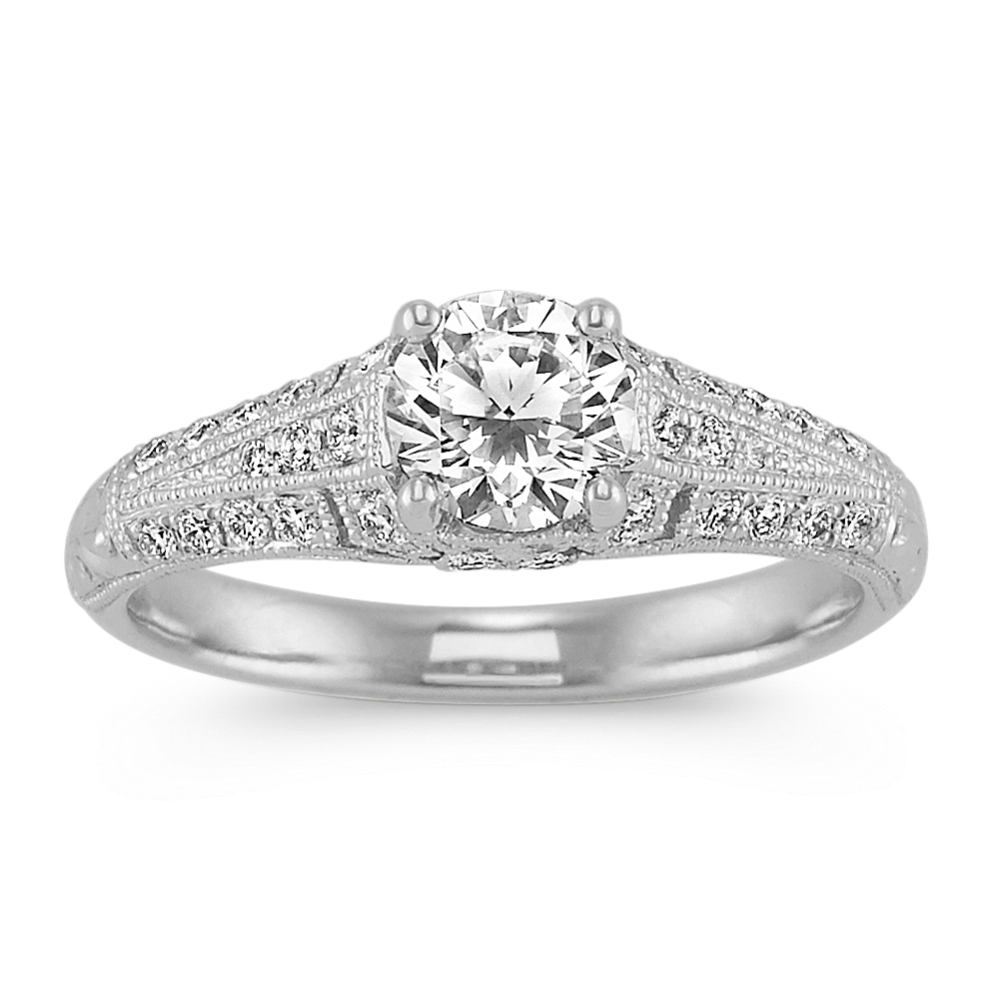 0.70 ct Round Center Diamond Vintage Engagement Ring in Platinum