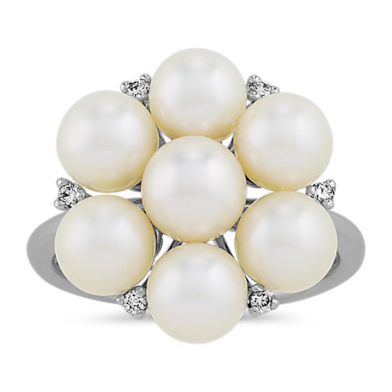 5.5mm Freshwater Pearl and Diamond Ring