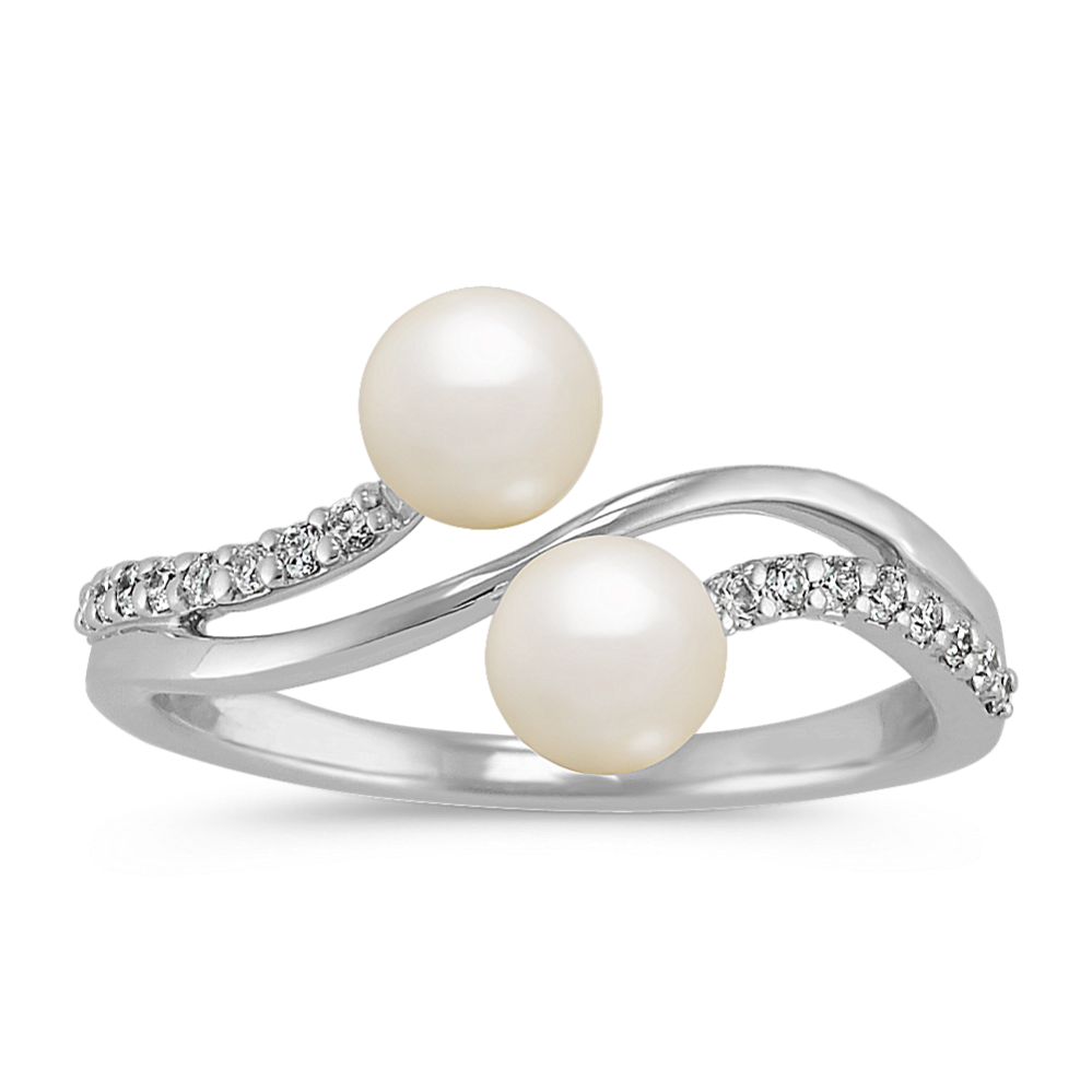 5mm Freshwater Cultured Pearl and Diamond Ring