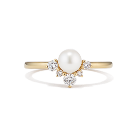 Vivi 5mm Cultured Freshwater Pearl & Diamond Ring