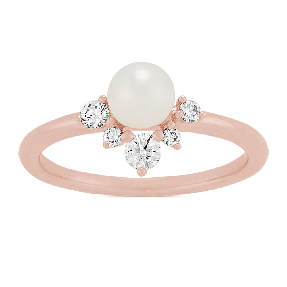 Vivi 5mm Cultured Freshwater Pearl & Diamond Ring