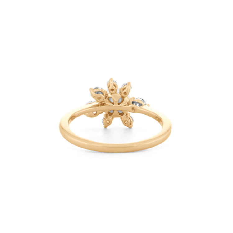 5mm Freshwater Pearl and Natural Diamond Floral Ring