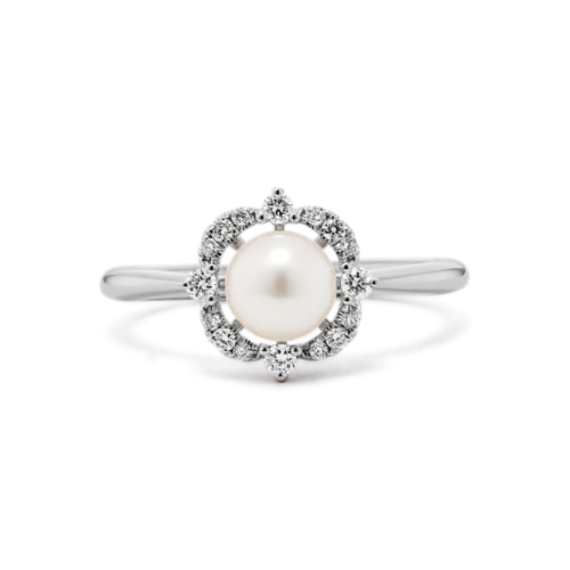 Musique Cultured Akoya Pearl & Diamond Ring