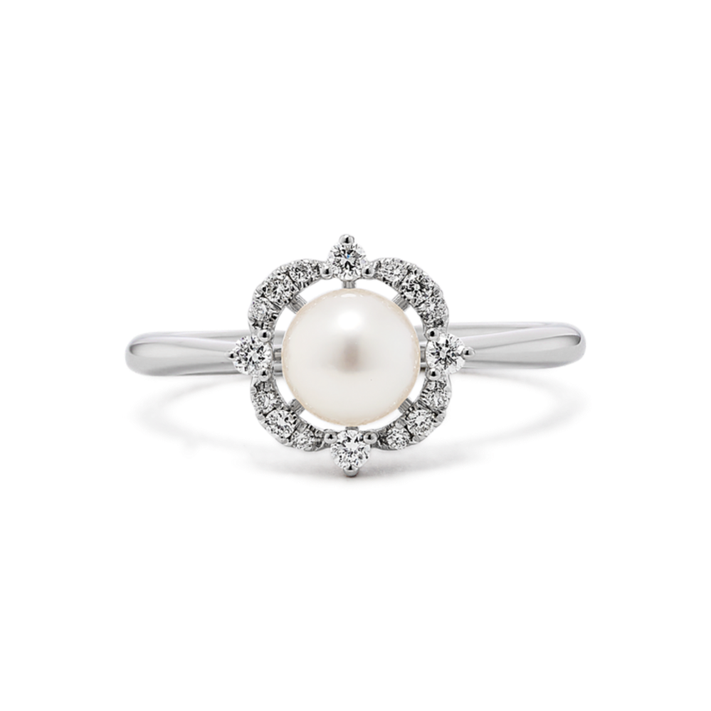 Musique Cultured Akoya Pearl & Diamond Ring