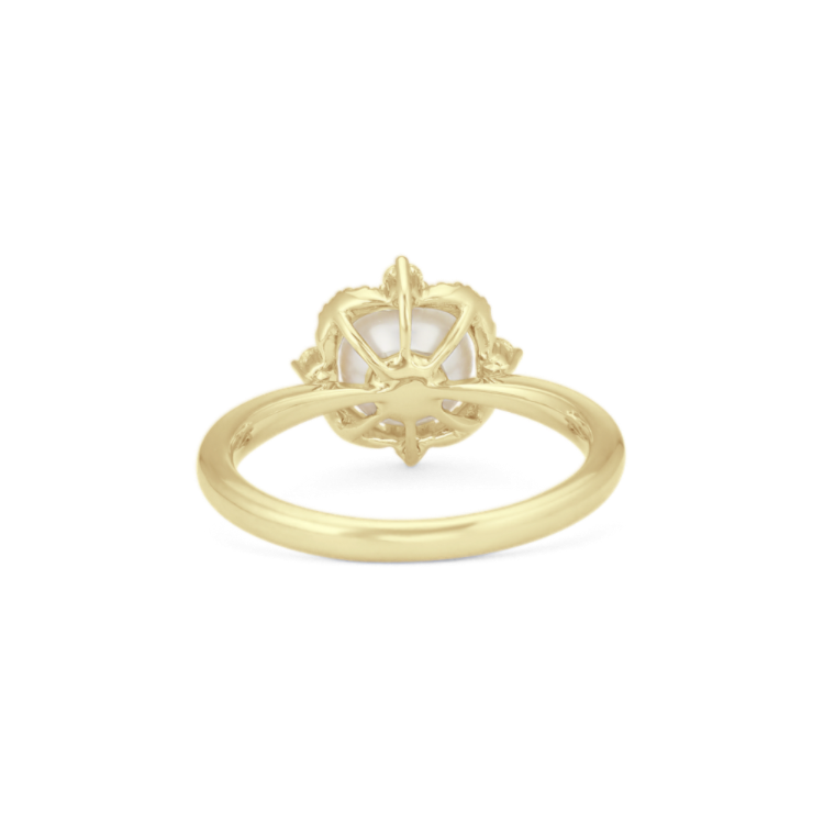 Musique 6mm Akoya Pearl and Natural Diamond Ring in 14K Yellow Gold