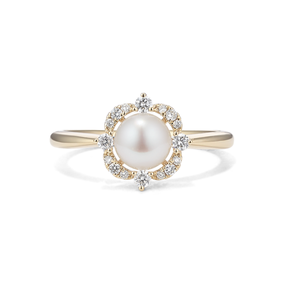 Musique Cultured Akoya Pearl & Diamond Ring