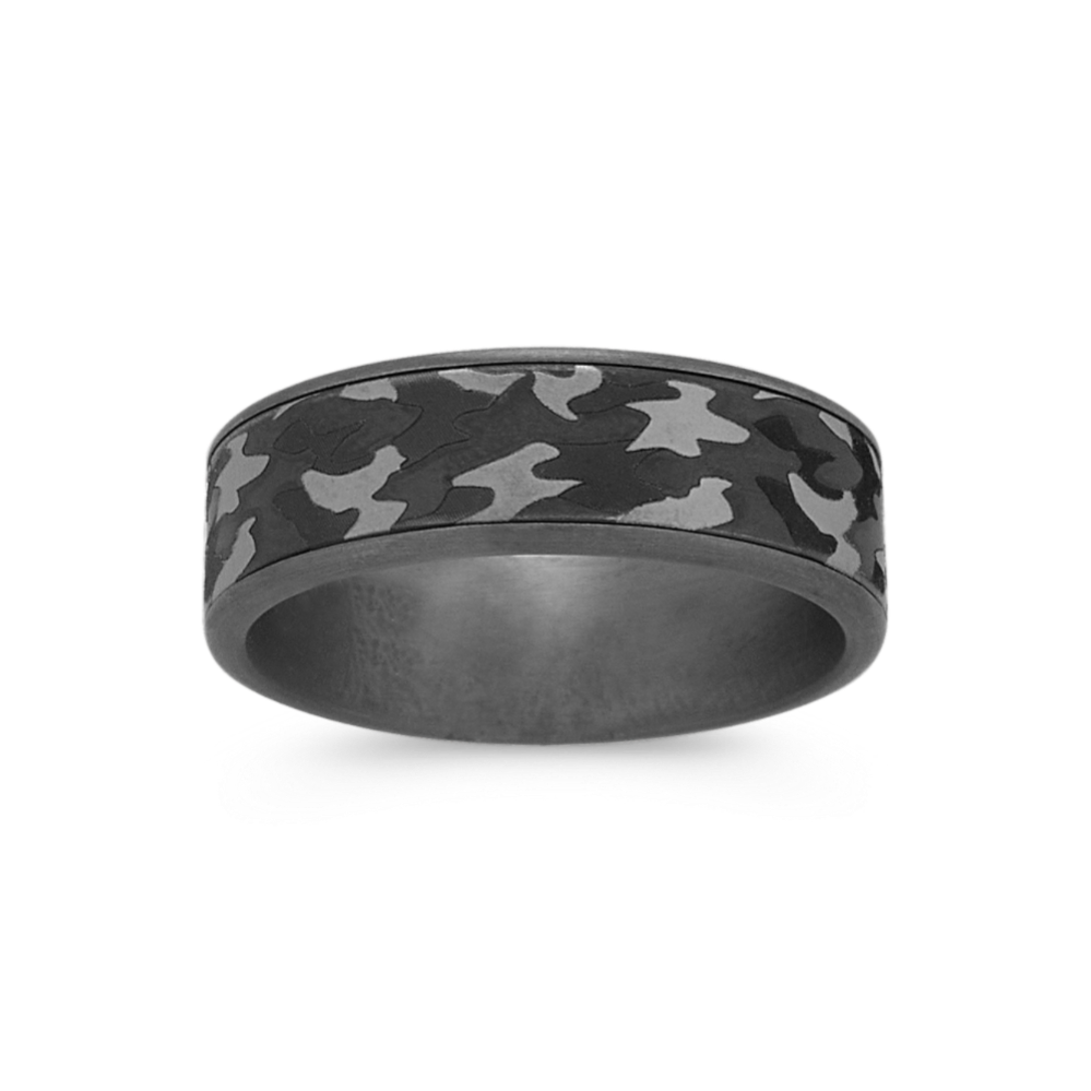 7.5mm Mens Camo Wedding Band in Tantalum