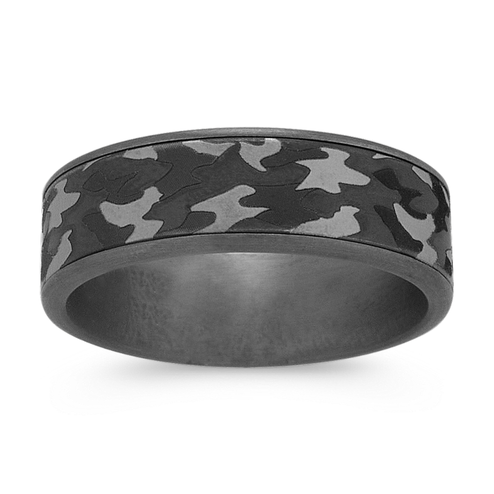 7.5mm Mens Camo Wedding Band in Tantalum