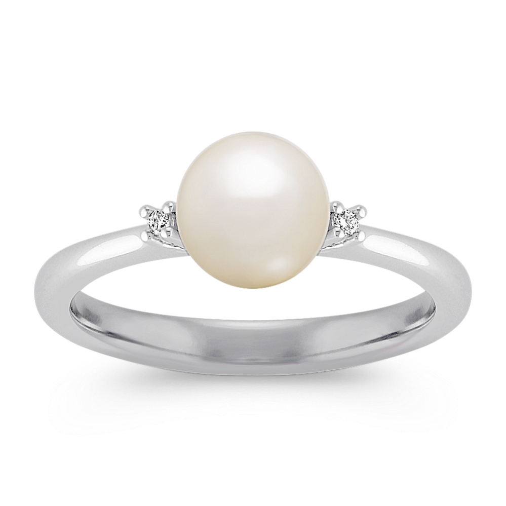 7mm Freshwater Cultured Pearl and Diamond Fashion Ring