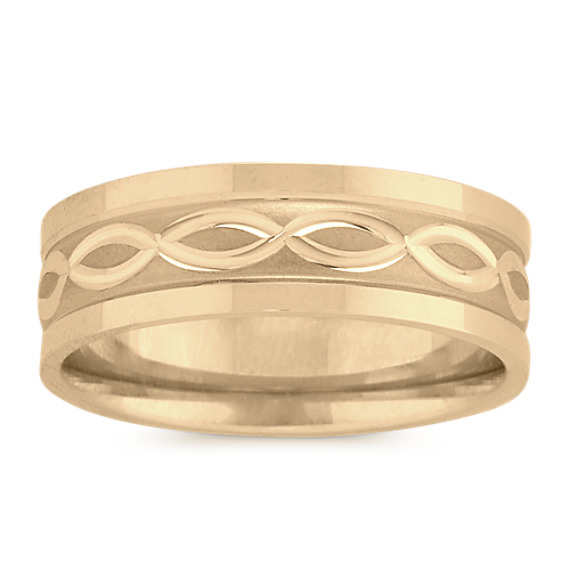 7mm Mens Infinity Design Wedding Band in 14K Yellow Gold