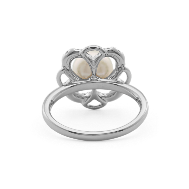 8mm Cultured Akoya Pearl and Natural Diamond Ring