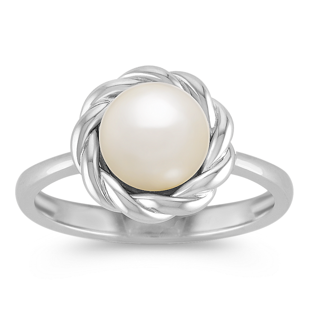 8mm Freshwater Cultured Pearl and Sterling Silver Twist Ring