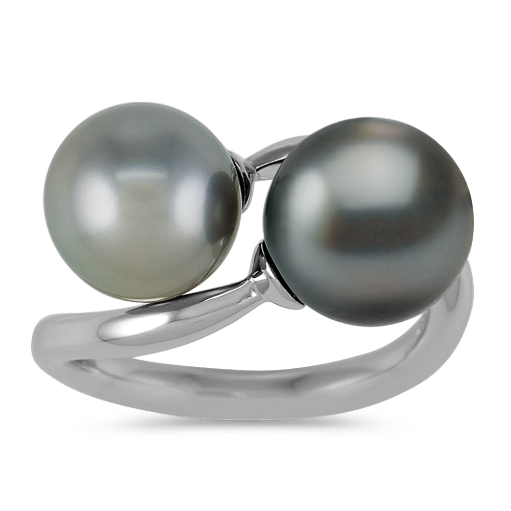 9mm Tahitian Cultured Pearl Ring in 14k White Gold