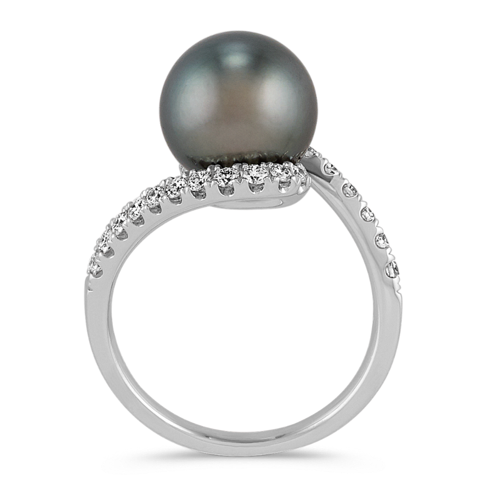 9mm Tahitian Cultured Pearl and Diamond Ring | Shane Co.