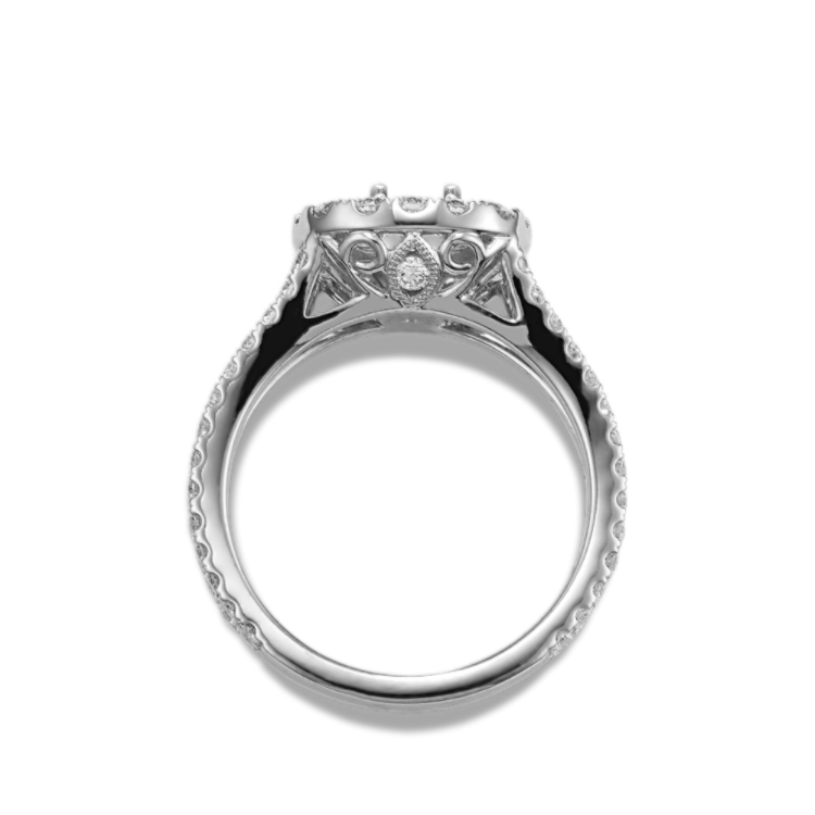 Allegro Round Diamond Split-Shank Halo Engagement Ring